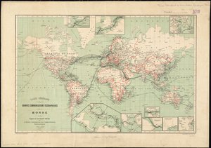 इंटरनेशनल टेलीग्राफ ब्यूरो, 1901 स्केल द्वारा प्रकाशित टेलीग्राफ लाइनों का विश्व मानचित्र: 1: 70000000]